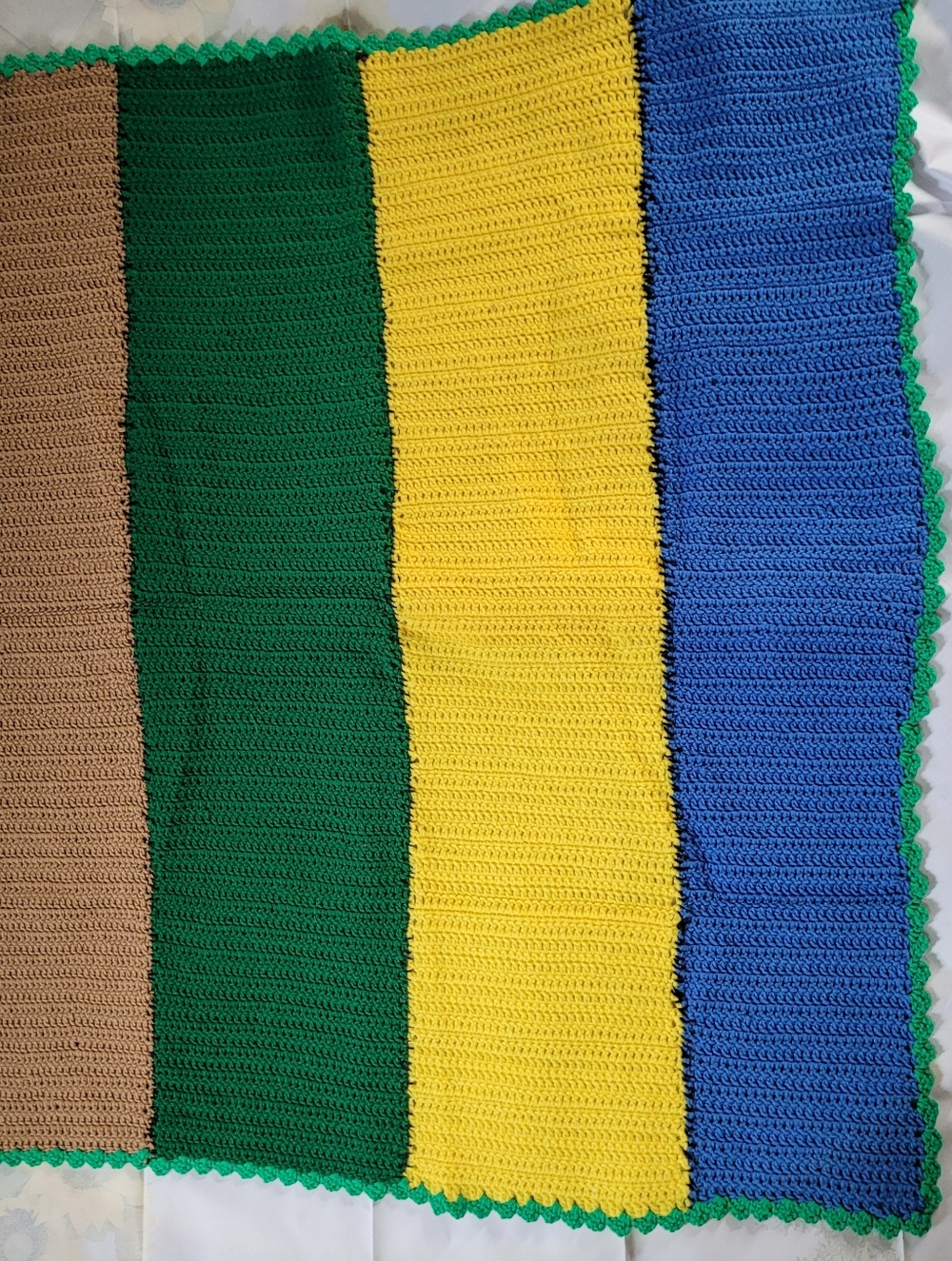 Handmade Colorblock Afghan OOAK 46 in x 38 in